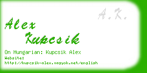 alex kupcsik business card